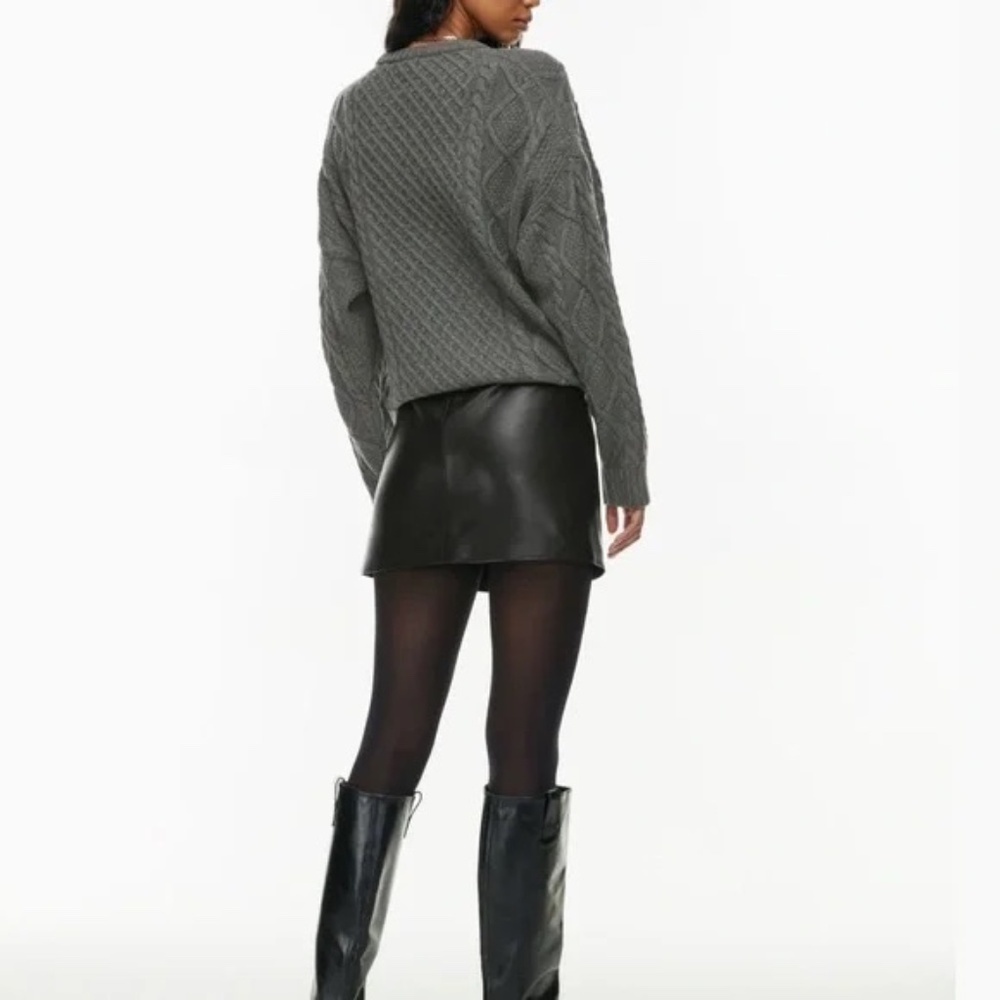 Sunday Best Black Faux Leather Mini Skirt with Side Slit - Picture 8 of 10